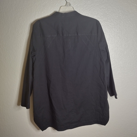 Lafayette 148 new York button down business casual tunic blouse black sz L - Picture 8 of 8